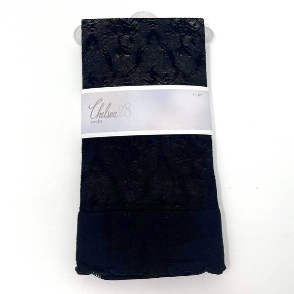 00s CHELSEA 28 NORDSTROM Vintage Black Floral Mesh Socks - Picture 6 of 6
